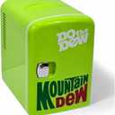 CURTIS Mountain Dew MIS134MD, Mini Portable Compact Personal Fridge Cooler, 4 Liter Capacity Chills Six 12 oz Cans, 100% Freon-Free & Eco Friendly, Lime