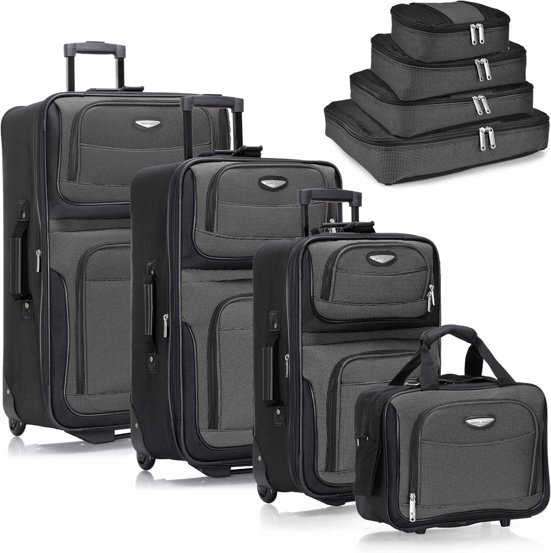Travel Select Amsterdam Expandable Rolling Upright Luggage, Gray, 2-Piece Set