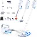 Steam Mop with Detachable Handheld Steam Cleaner, 10-in-1 Multi Accessories, Quick 10s Heat, 350ml and 2-Level Steamer for Cleaning Floor, Carpet, BBQ Grill, Tile, and Grout, Light White