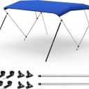 Bimini Tops for Boats, 3 Bow/4 Bow Bimini Tops, 900D Marine Grade Canvas Boat Canopy with Aluminum Alloy Frame, Waterproof UV-Resistant, Includes 4 Straps 2 Rear Support Poles