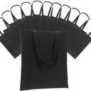 Carbrea 10 Pack Canvas Tote Bag - Lightweight Tote Bags Bulk Thin Blank Shopping Reusable Grocery Bags for DIY Gift Sublimation Activity - Black