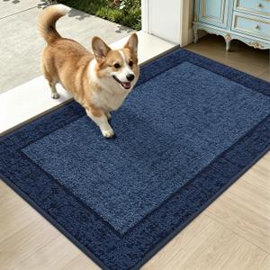 Dirt Trapper Door Mat 24"x 36", Non Slip Washable Doormat,Blue