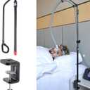 LONYEON CPAP Hose Holder - Prevent Leakage and Tangle with Height Adjustable, Removable and Rotatable - Hose Hanger Hook Organizer CPAP Accessories Supplies for Sleep, with C Clamp Base, Black