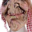 STYLER Latex Old Witch Mask with Scarf and Hair Halloween Scary Women's Face Mask