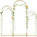 DOEWORKS Backdrop Arch Stand Set of 3 for Wedding, Metal Balloon Flower Arch Stand Frame Background Decoration for Anniversary, Party, Banquet, Gold