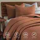 HORIMOTE HOME Burnt Orange Queen Size Quilt Set - Soft Microfiber Bedspread with 2 Shams, Lightweight & All-Season Geometric Coverlet for Cozy Bedding, Full/Queen