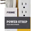 Prime Wire PB801124 6-Outlet Power Strip with 14-3 SJT 3-Feet Cord