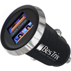 Bestrix Car Charger, Dual Port USB Quick Charge 4.0, 5A/30W Fast Charging, Car USB Charger Adapter, Compatible with Any iPhone14 13 12 /iPad/Samsung Galaxy S22 S21 S20 S10 S9 S8 Note LG Nexus