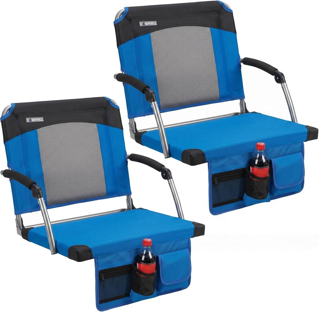 Stadium Seats with Back Support & Armrests,Portable Bleacher Chairs for Football Games & Events,Sports,Concerts,Outdoor Use,Comfortable, 19.7 x 20.1 x 16.5 inches