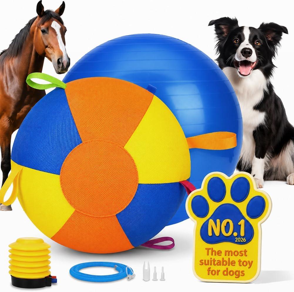 Herding Ball for Dogs Indestructible Giant Egg Large Horse Toys Durable Outside Play Big Calming Jumbo the Mellow Dog Soccer with Straps Yard Linflatable Balls Tetherball Water Yard