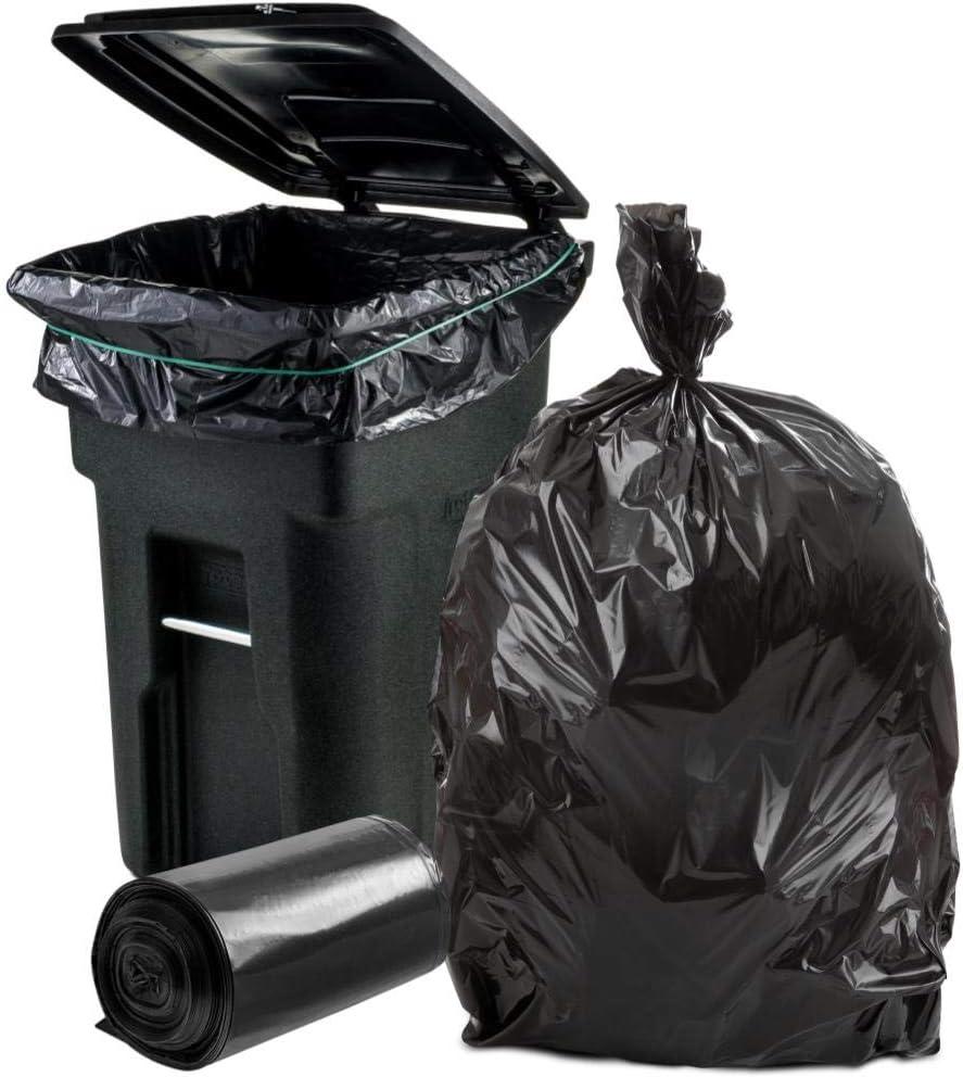 Plasticplace 64-65 Gallon Black Trash Bags, Heavy Duty 1.2 Mil, 50" x 60" Toter Can Liners, Tear & Leak-Proof, Industrial Strength, 25 Count, Large Garbage Bags for Kitchen & Commercial Use
