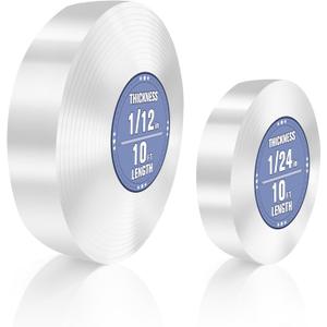 2 x 2 Rolls Double Sided Tape Heavy Duty, Clear Nano Tape, 0.8'' x 120'' Two Sided Mounting Adhesive for Walls Posters Carpet, Removable Space Gel Strip, 1/12" & 1/24" Thick