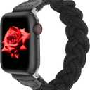 Wearlizer Stretchy Braided Band Compatible with Apple Watch Bands Women 38/40/41/42mm(Series 11 10) S Slim Elastic Solo Loop Strap Woven for iWatch Series 11 10 9 8 7 6 5 4 3 SE/Ultra 3 2 1 (Black)
