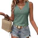 Womens Tank Tops Summer Tank Tops for Women 2024, V Neck Sleeve Embroidery Tops, Casual Loose Trendy Tops