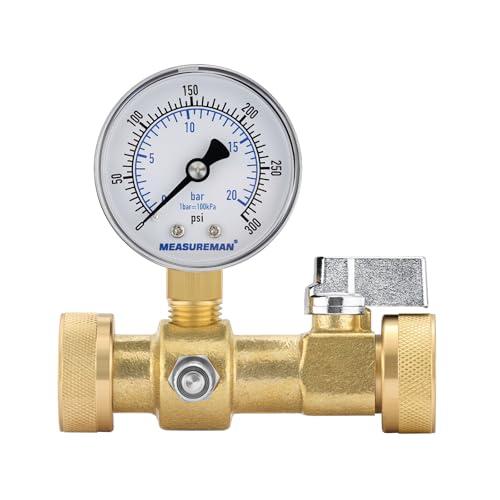 MEASUREMAN Air Over Water Test Kit, 2” Dial, 0-300 PSI, 1/4” NPT Top Mount with 3/4” Female Hose Connection for Leak Detection and Pressure Testing