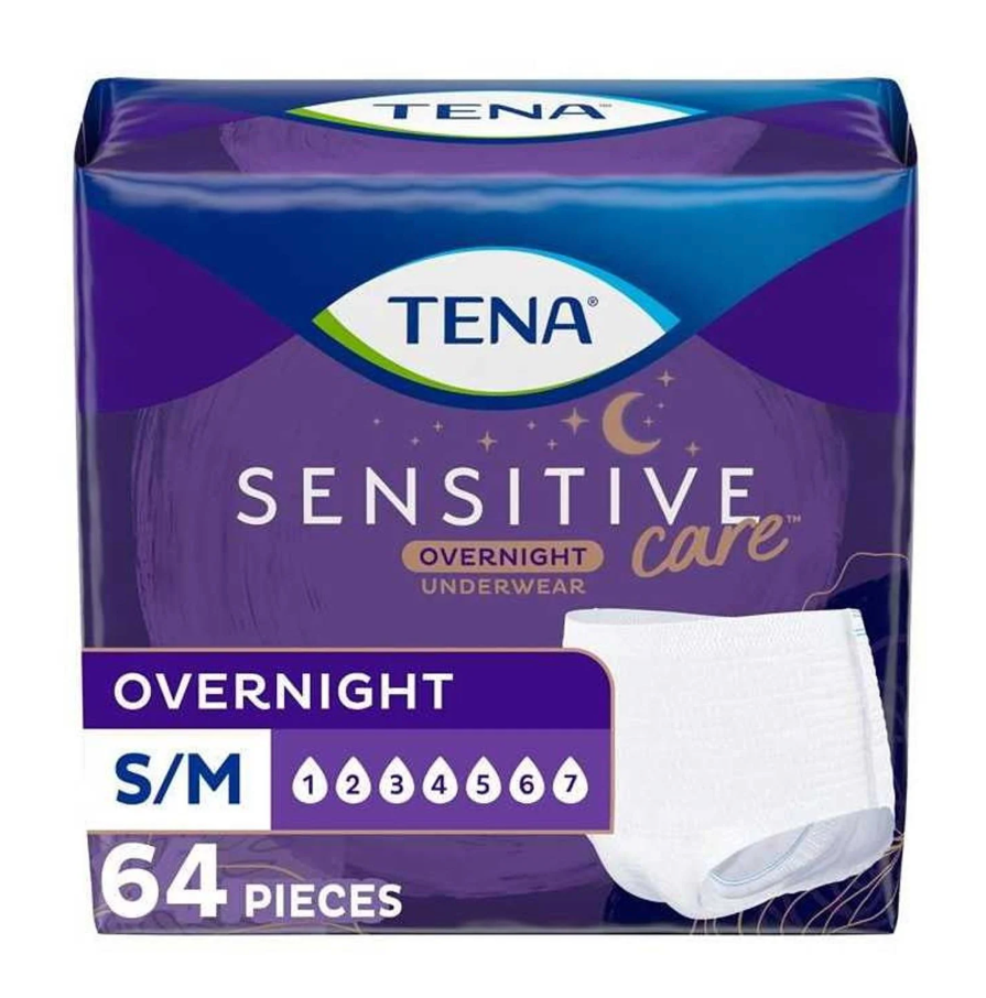 Tena Sensitive Care Overnight Incontinence Underwear for Women Small/Medium, 64 Count