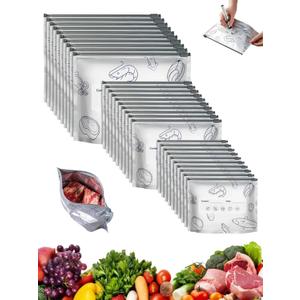 30 Pcs Reusable Aluminum Foil Sealable Storage Bags, Leakproof Zipper Pouches for Snacks, Freezer Storage & Household Organization, Durable & Multi-Purpose