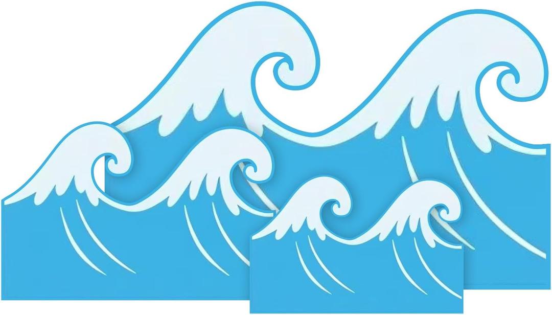 Geelin 3 Sets Ocean Waves Cardboard Cutout Stand up Ocean Beach Theme Party Decoration Wave Life Size Photo Props for Summer Under the Sea Home Party Decoration