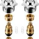 Complete Faucet Rebuild Trim Kit, Compatible with American Standard Heritage Aquaseal 2 Handle Faucets, Hot and Cold Stem Handle Repair Kit, Brass & Chrome