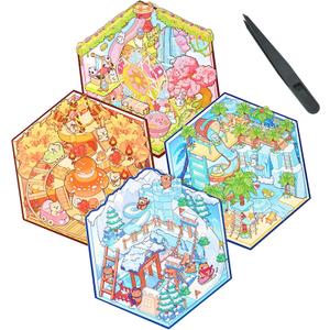 4 Themes DIY Large Sticker Scene Book Four Seasons Scenery DIY 30 House Stickers Set