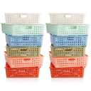 Ferrochef 12 Pack Turn in Trays for Classroom, Stackable Plastic Paper Baskets with Handles, Letter Size A4 Teacher Desk Organizer Bins for Classroom Organization (Boho Colors)