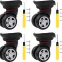 4Pcs Universal Swivel Wheel Right Suitcase Wheel (4R) 115W Series W055 Wheel Replacement Black