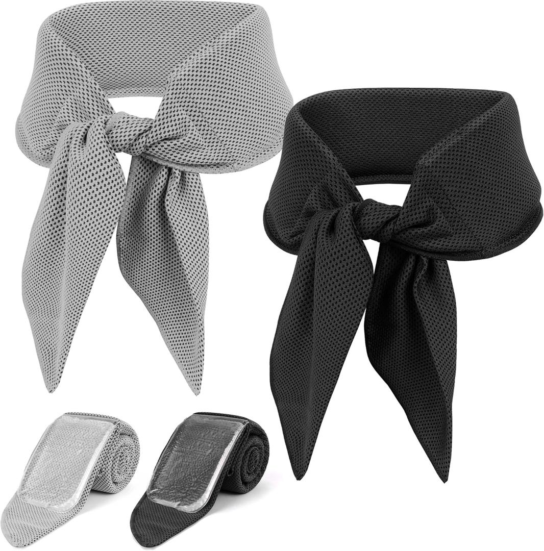 2-Pack Cooling Neck Wraps, Removable Fabric Cover + 220g highEfficiency Gel, Neck Coolers for Hot Weather, Leak-Proof Ice Pack, 360 Soft Wrap, Cool Relief