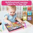 Trilingual Learning Toy Tablet with Music & Sound, Montessori Speech Therapy Toys for 1 Year Old Girl Boy Musical Baby Toy 12-18 Months Toddler Girl Toys Age 1-2 2-3 Birthday Gifts (Pink)