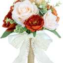 Wedding Bouquets for Bride Bridesmaid, Artificial Burnt Orange Bride Flower Bouquet for Wedding Church Decoration Ceremony, Anniversary, etc, Roses Flowers