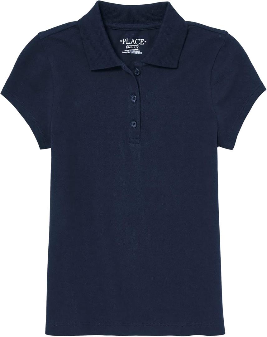 The Children's Place baby-girls And Toddler Short Sleeve Ruffle Pique Polo (Black, XXXL)