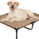 Dokdogs Elevated Dog Bed 42 Inch - Breathable Raised Pet Bed for Large Dogs, Waterproof Dog Cot Bed Easy to Assemble, Durable Portable Pet Cot with Non-Slip Feet, Brown
