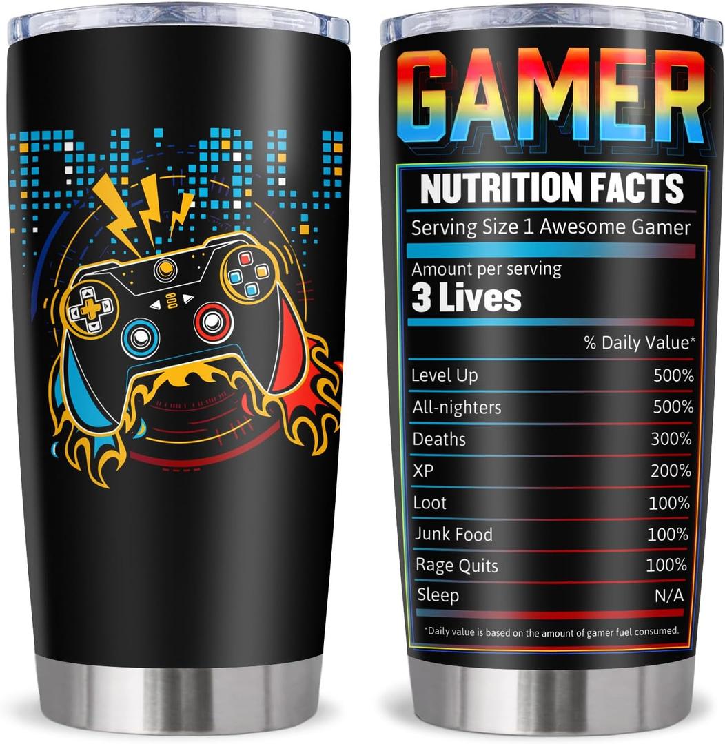 Gamer Gifts for Men, Teenage Boys - Cool Gaming Tumbler 20Oz, Video Game Lover Mug Stuff