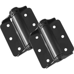 National Hardware N114-975 Adjustable Spring Hinge 2-Pack 3 in Black Heavy Duty Self Closing Door Hinges for Interior Exterior Surface Mount No Mortise Required