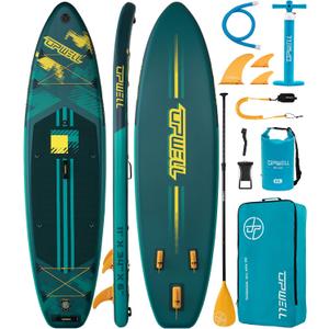 UPWELL 11'×34" Inflatable Paddle Board, SUP Board for Adults & Teens, Inflatable SUP Board with Premium Accessories, Backpack, Paddle, Leash, Hand Pump, Fins