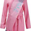 LILLIWEEN 70s 80s Disco Outfits for Women Hippie Disco Costume Movie Pink Flare Pant Halloween Set (X-Large, Type 1)