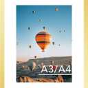 JCJMY 11.7x16.5 A3 Picture Frame Gold with 8.3x11.7 A4 Mat, Display Photo 8.3x11.7 with Mat or 11.7 x 16.5 Without Mat, Wall Hanging Large Frame with Plexiglass, Gold