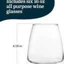 Libbey Stackable Stemless Wine Glasses Set of 6, Tapered Bulb Shaped All Purpose Wine Glass Set, Dishwasher Safe Glass Wine Glasses, Cocktail