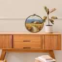 XBBMGG Farmhouse Scenery Sunflower Wall Art Decor, Rustic Cottagecore Flowers Round Wall Hanging Decor, Retro Floral Framed Canvas Prints for Living Room Bathroom Decorations,10x10inch