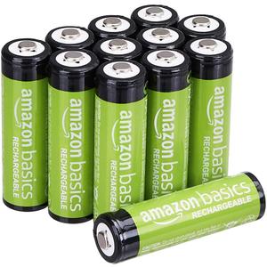 Amazon Basics 12-Pack Rechargeable AA NiMH Batteries, 2000 mAh, 1.2V, Low Self Discharge, Pre-Charged, Recharge up to 1000x Times