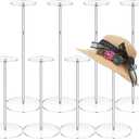 Geetery 8 Pcs Acrylic Hat Stand 12" to 17" Adjustable Clear Wig Display Rack Height Table Hat Holder Pedestal With Round Barbell Base Organizer Acrylic Risers