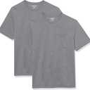 Amazon Essentials Men's T-Shirts, Short-Sleeve Crewneck Pocket, Cotton, 2-Pack (Gray, XS)