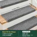 MBIGM Bullnose Non-Slip Stair Treads w/Reusable Adhesive 14 Pack 9.5" x 30" Wooden Steps Protection - TPU Backing with Steel Reinforcement - Anti-Slip Solution Knitted Dark Gray Non Slip Stair Tread