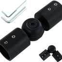 3/4" Window Corner Curtain Rod Connector 1 pcs Black, Adjustable Curtains Pole Hinged Elbow Rods Extender for Bay Window Curtain Rods or Corner Drapery Blinds Rods