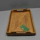 Wicker Tray Rectangle with Handles, Handmade Rattan Natural Woven Tray, Rattan Serving Wicker Trays for Decor Storage, Coffee Table Basket Trays for Breakfast Bread Fruit Snack