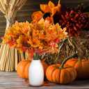 BBTO 6 Pieces Artificial Maple Leaves 7 Branches Autumn Faux Leaf Decoration Stem Fall Leaves for Thanksgiving Home Indoor Outdoor Kitchen Festival Autumns Table Centerpieces Decoration(Orange)