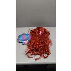 Funna Mermaid Wig for Girls Costume Accessories Halloween Princess Cosplay Long Curly Red, M
