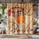 Peopleareok Basketball Shower Curtain for Boys, Basketball Boys Theme Sports Shower Curtain Mens Waterproof Polyester Bathroom Home Decor Set with 12 Hooks, 72" W x 72" L