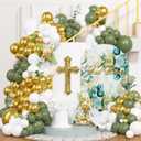 160Pcs Sage Green Balloons Arch Garland Kit, Olive Green and Gold White Balloon for Baptism Baby Shower Birthday Wedding Party Decorations