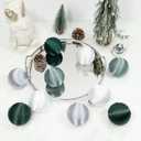 3.15 Inch Satin Christmas Tree Ornaments15 Pcs Velvet Christmas Balls Bulk Set Plastic Shatterproof Xmas Hanging Ornaments Decorations for Tree Garland(Green Silver White)