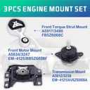 Engine Motor and Transmission Mount Kit Compatible with 2016-2019 Ford Explorer 2.3L L4 Turbocharged Automatic FWD Transmission,Replace OE A5634 BB5Z6038F A5917 FB5Z6068C A5875 BB5Z6038G 3pcs